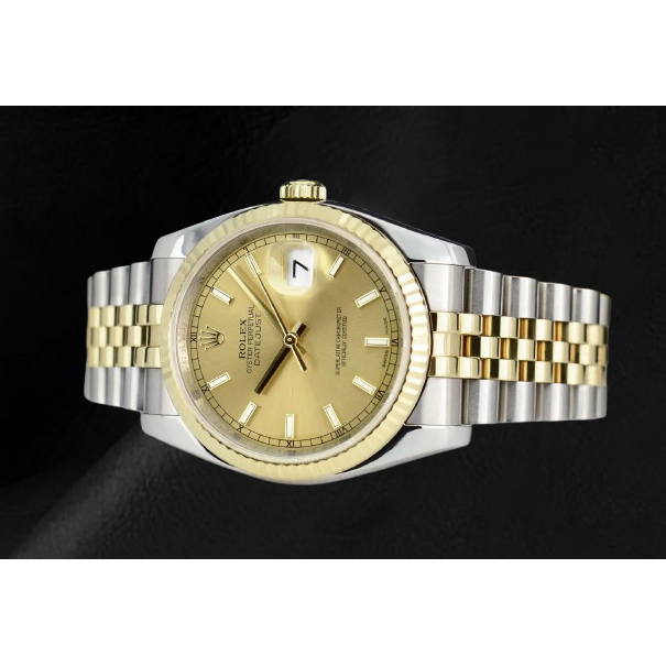 Rolex quadrante a bastoncino Datejust Orologio da uomo acciaio inossidabile e bracciale giubileo in oro IMPOSTAZIONE RAPIDA