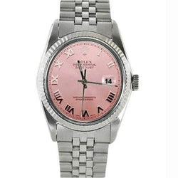 Rolex quadrante romano rosa Datejust Orologio Rolex con lunetta scanalata in acciaio inossidabile giubileo set rapido