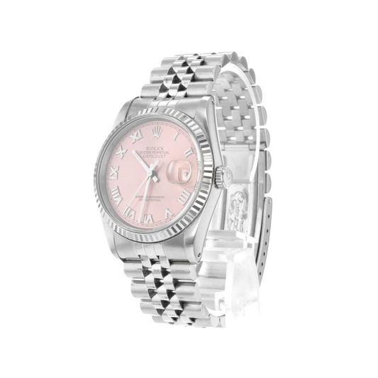 Rolex quadrante romano rosa Datejust Orologio Rolex con lunetta scanalata in acciaio inossidabile giubileo set rapido