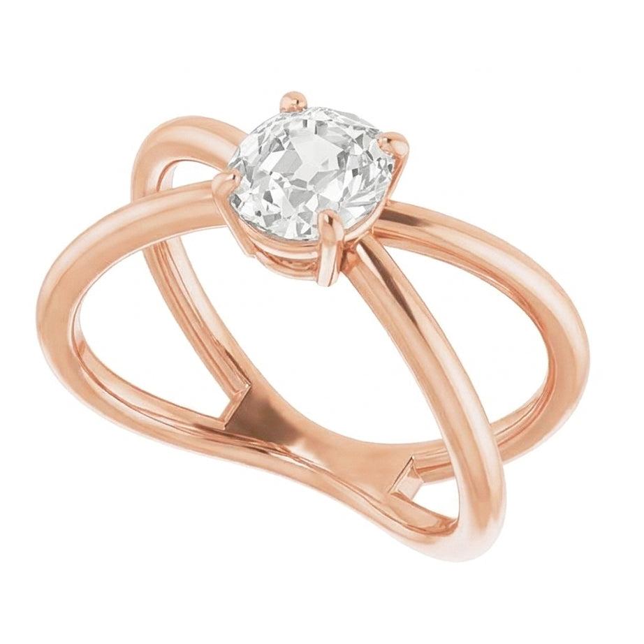 Anello Monopietra Oro 14 Carati Rosa con Brillante – vista laterale