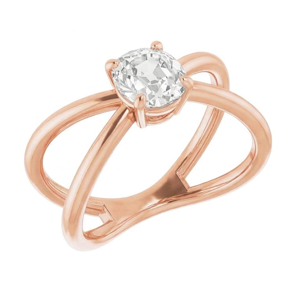 Anello Monopietra Oro 14 Carati Rosa con Brillante – vista angolare