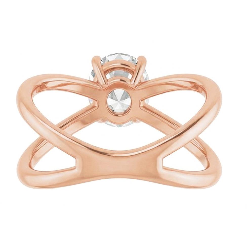 Cuscino Antico Brillante anello in Oro 14 Carati Rosa – vista dall'alto