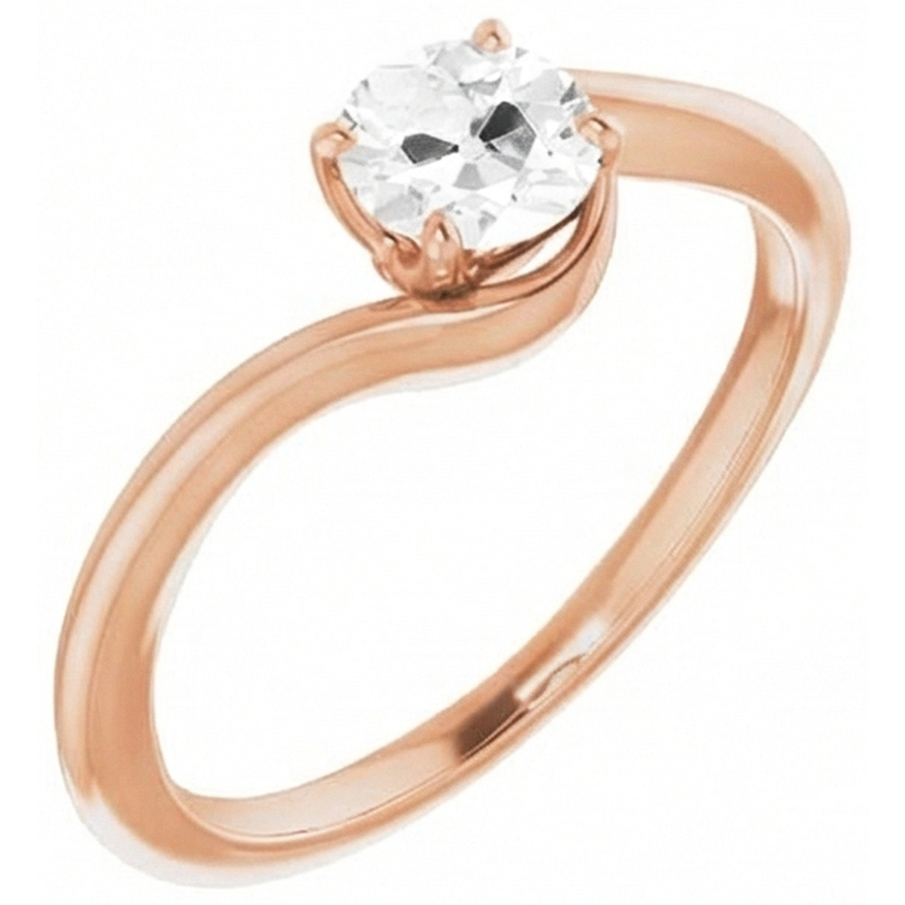 Anello Solitario Oro Rosa 14K con Diamante Fine – vista frontale