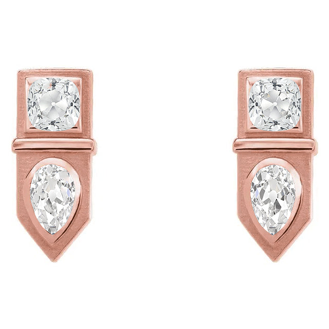 Diamante Fine Orecchini a Lobo 1 carati Oro 14 Carati Rosa – vista principale