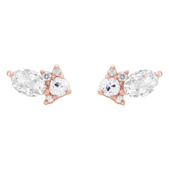Cuscino Antico Brillante anello in Oro 14 Carati Rosa – vista principale