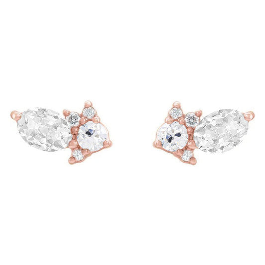 Cuscino Antico Brillante anello in Oro 14 Carati Rosa – vista principale