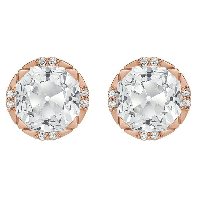 Diamante Taglio Old Mine Orecchini Pendenti in Oro Rosa 14K – vista principale