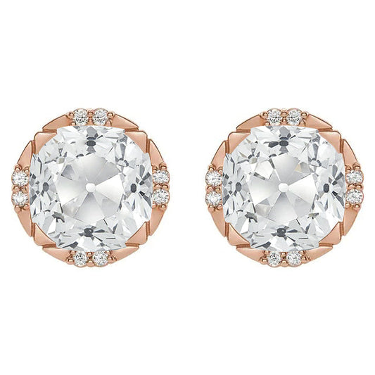 Diamante Taglio Old Mine Orecchini Pendenti in Oro Rosa 14K – vista principale