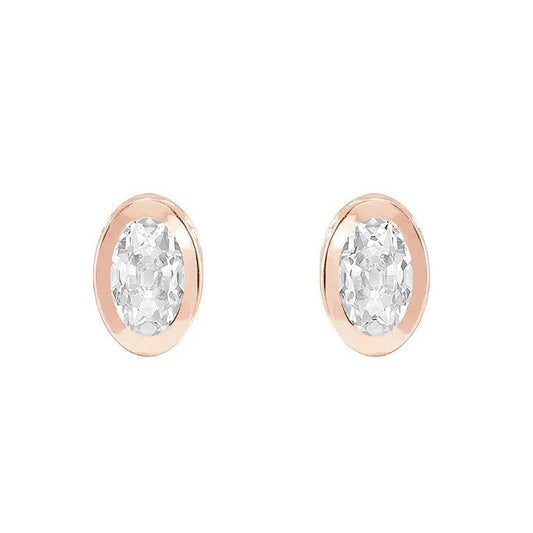 Cuscino Antico Diamante anello in Oro Rosa 14K – vista frontale