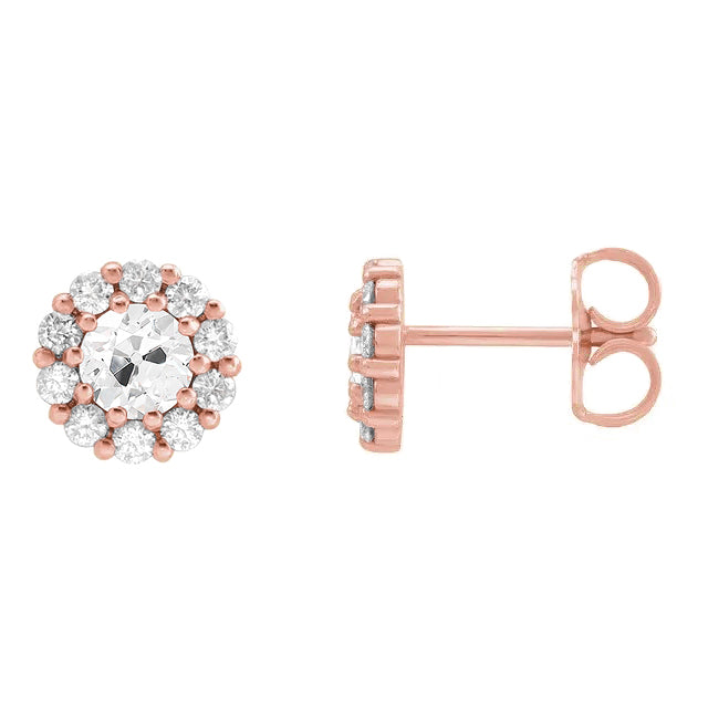 Orecchini Pendenti Oro Rosa 14K con Diamante – vista frontale