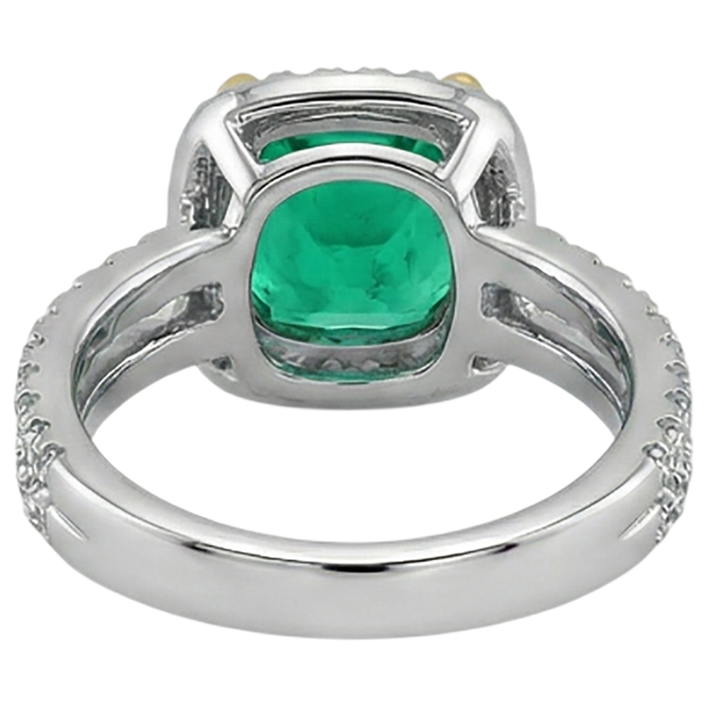 Smeraldo Anello con Pietra Preziosa 4 carati Oro Bicolore 14K – vista dettaglio