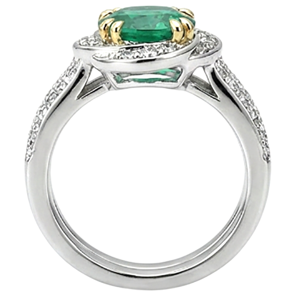 Anello con Gemma Oro 14 Carati Bicolore con Smeraldo Fine – vista dall'alto