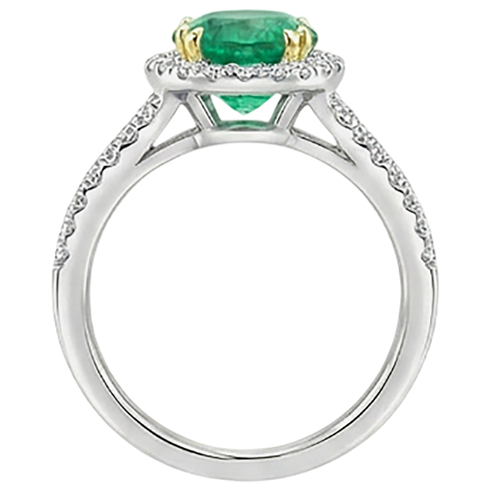 Anello con Gemma Oro 14 Carati Bicolore con Smeraldo Fine – vista dall'alto