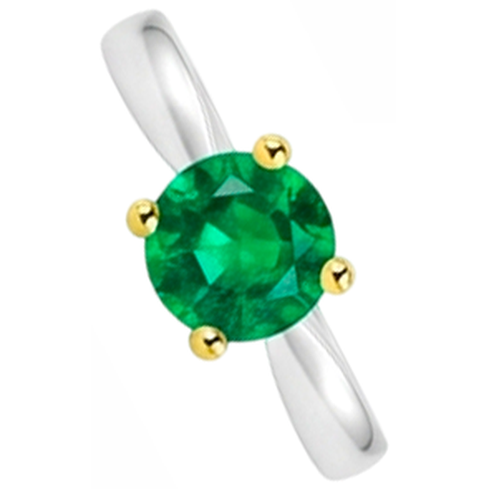 Smeraldo Colombiano Taglio Brillante Anello con Gemma in Oro Bicolore 14K – vista laterale