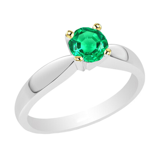 Smeraldo Colombiano Taglio Brillante Anello con Gemma in Oro Bicolore 14K – vista principale