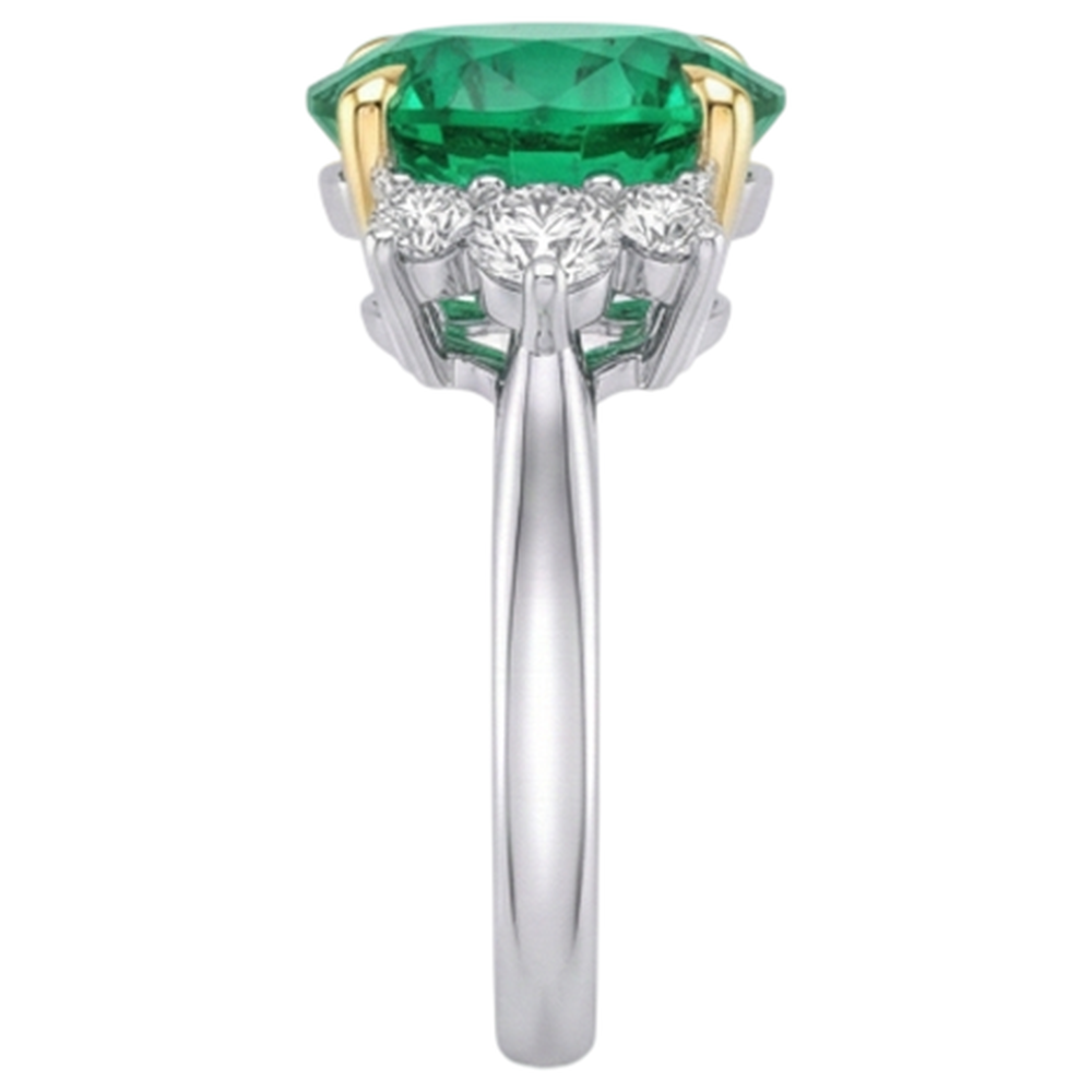 Smeraldo Fine Anello con Pietra Preziosa 4-carati Oro Bicolore 14K – vista dall'alto