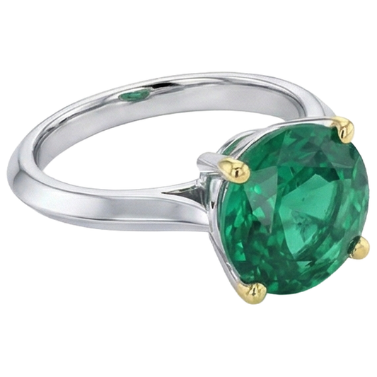 Anello con Gemma Oro Due Toni 14K con Smeraldo – vista frontale
