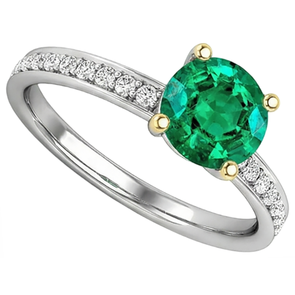 Anello con Gemma Oro Due Toni 14K con Smeraldo – vista profilo