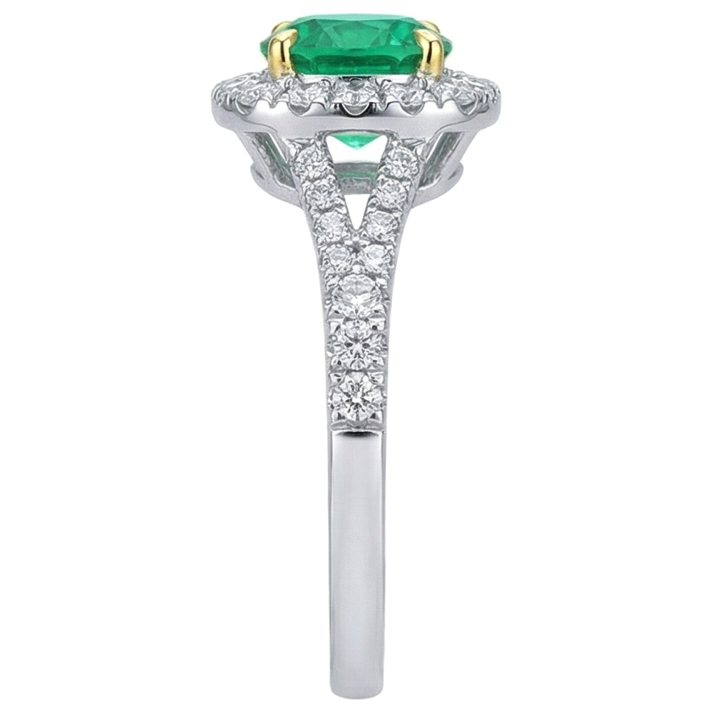 Anello con Gemma Oro Due Toni 14K con Smeraldo – vista profilo