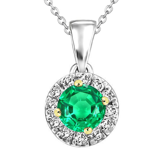 Collana Pendente Oro Due Toni 14K con Smeraldo – vista principale