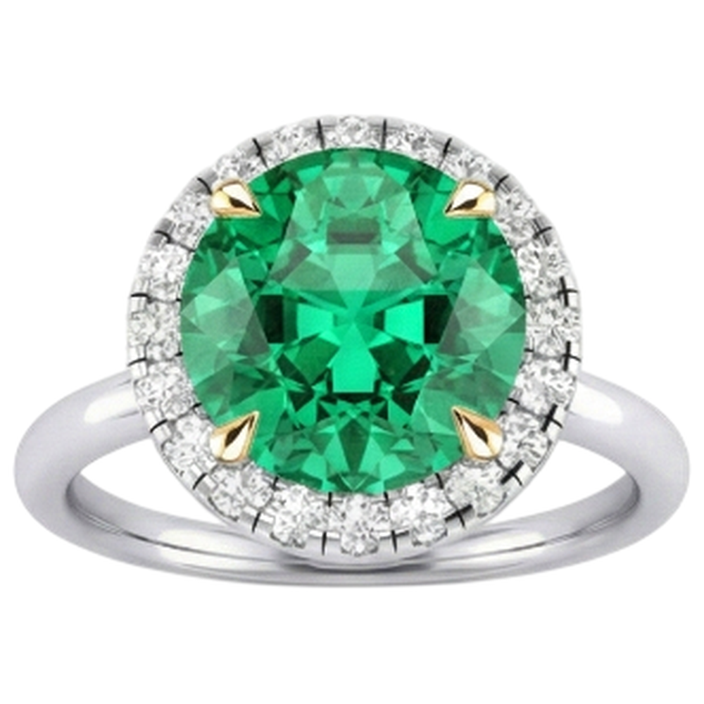 Smeraldo Colombiano Anello con Pietra Preziosa 4-carati Oro Bicolore 14K – vista laterale