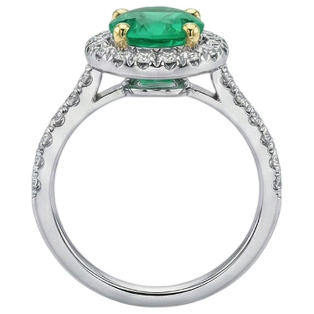 Anello con Gemma Oro Due Toni 14K con Smeraldo – vista profilo