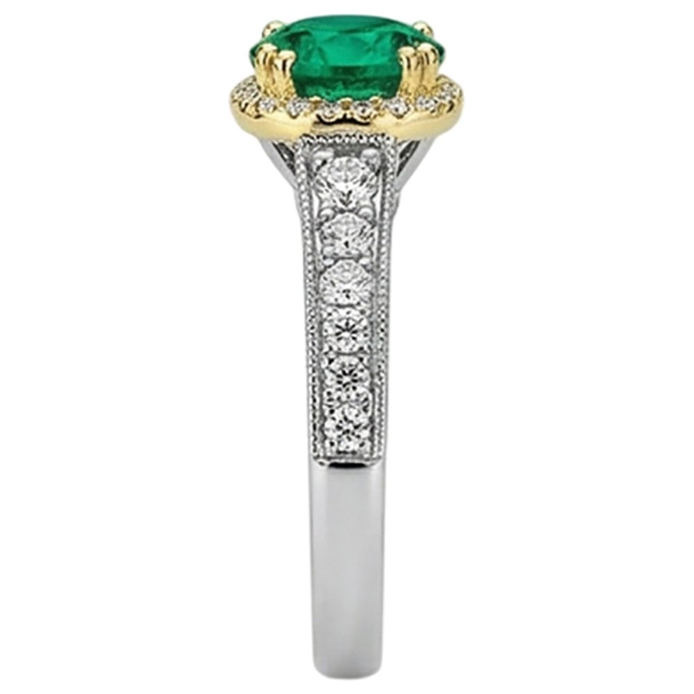Anello con Pietra Preziosa Oro 14 Carati Bicolore con Smeraldo – vista posteriore