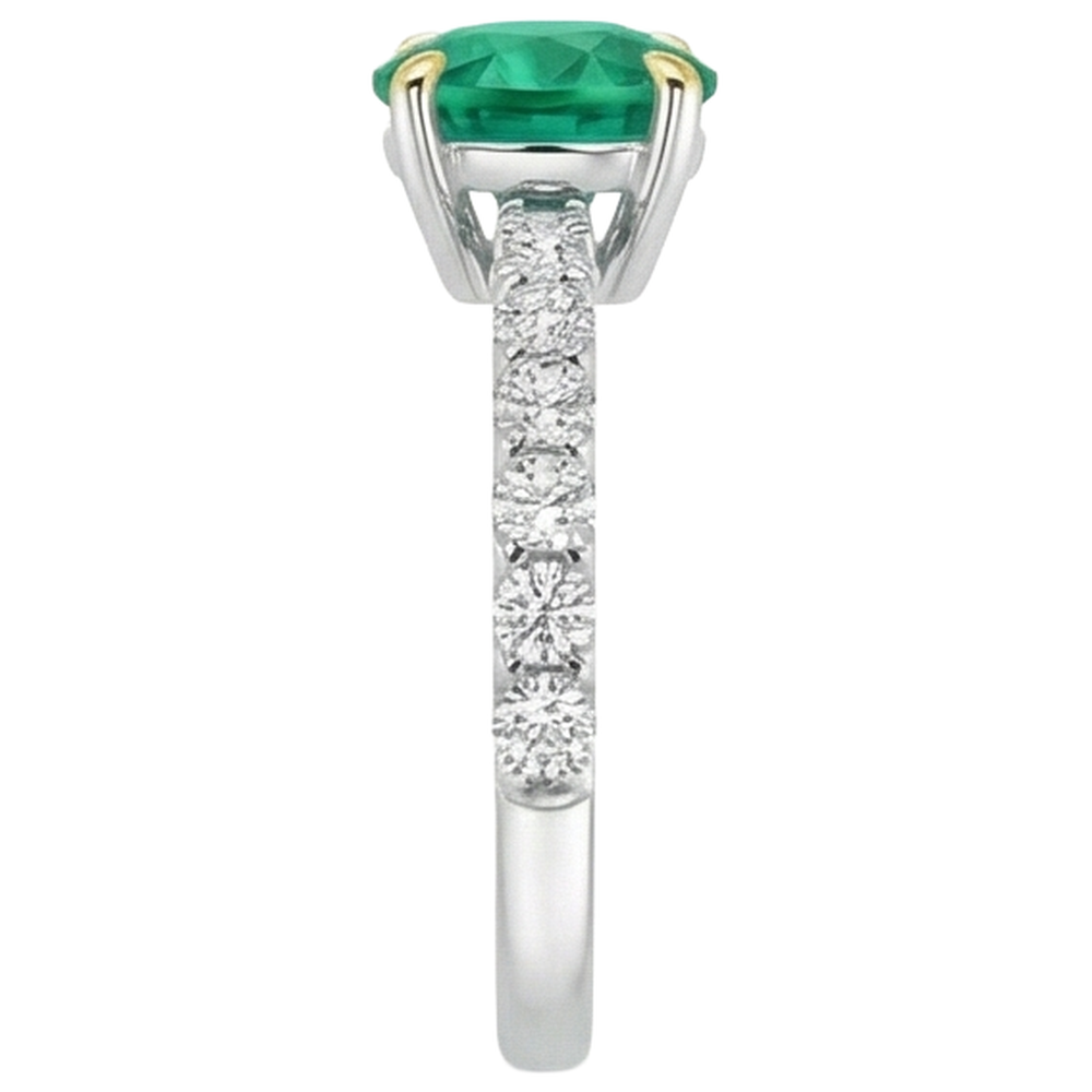 Anello Pietra Colorata Oro Due Toni 14K con Smeraldo Fine – vista dall'alto