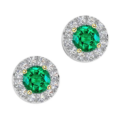 Gemstone Earring Oro Bicolore 14K con Smeraldo Fine – vista principale