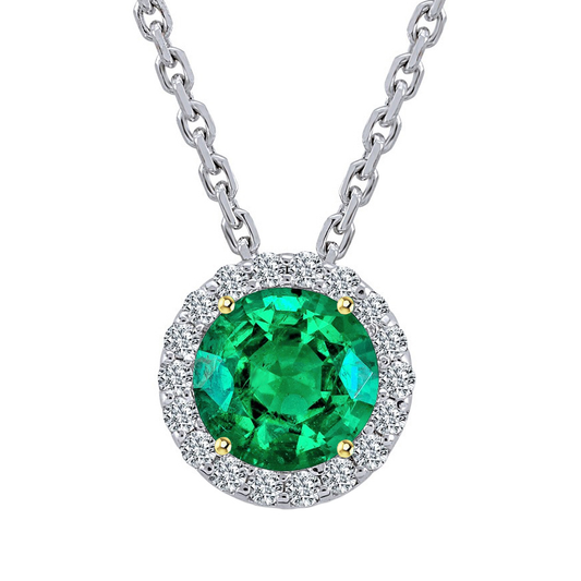 Smeraldo Collana Pendente 2,50 carati Oro Bicolore 14K – vista principale