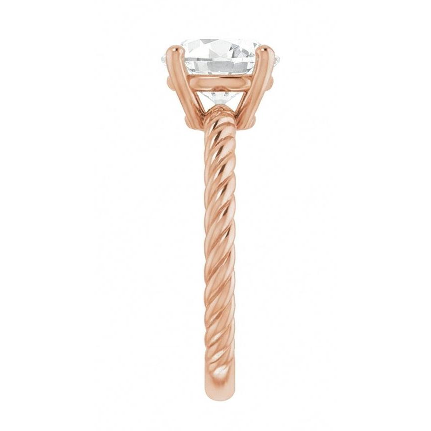 Cuscino Antico Diamante anello in Oro 14 Carati Rosa – vista laterale