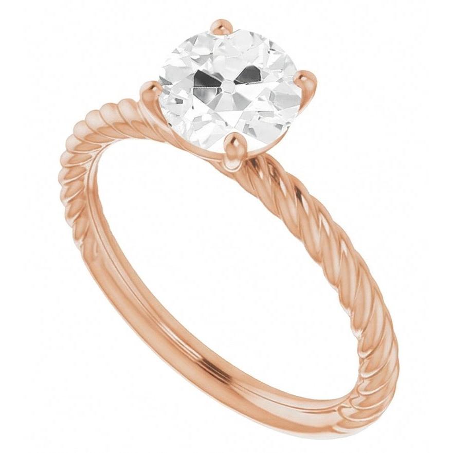 Diamante Anello Solitario 2 carati Oro 14 Carati Rosa – vista angolare