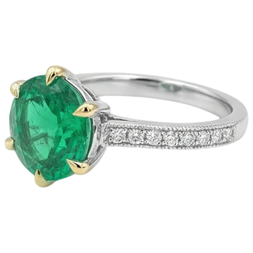 Anello con Pietra Preziosa Oro 14 Carati Bicolore con Smeraldo – vista dall'alto