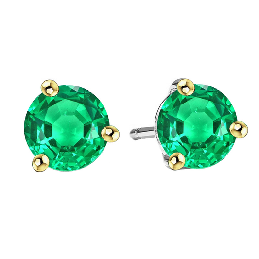 Smeraldo Colombiano Taglio Brillante Gemstone Earring in Oro 14 Carati Bicolore – vista principale