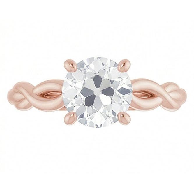 Brillante Anello Solitario 2-carati Oro Rosa 14K – vista frontale