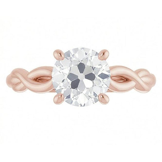 Brillante Anello Solitario 2-carati Oro Rosa 14K – vista frontale