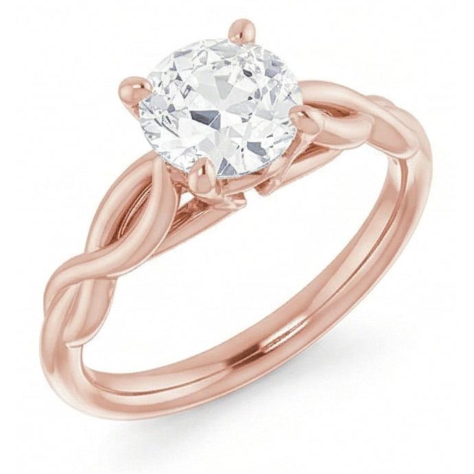 Anello Solitario Oro Rosa 14K con Brillante – vista laterale