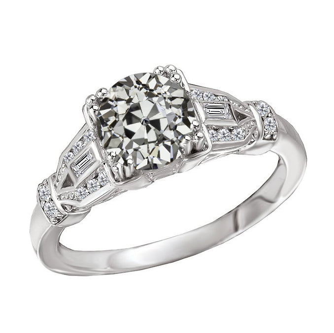 Diamante Anello Solitario con Accenti 1,50 carati Oro Bianco 14K – vista principale