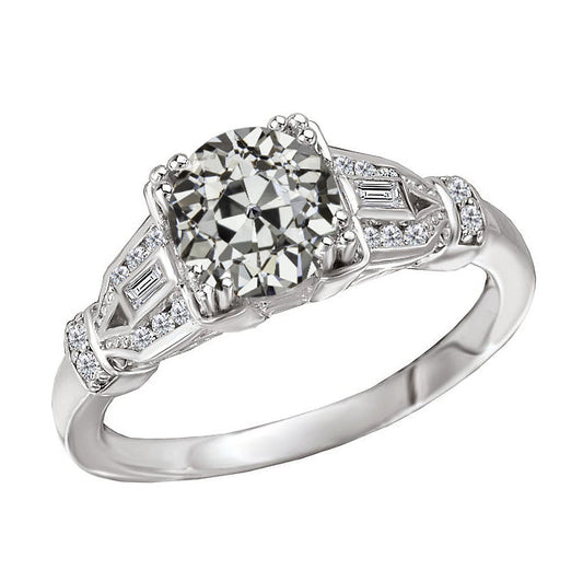 Diamante Anello Solitario con Accenti 1,50 carati Oro Bianco 14K – vista principale