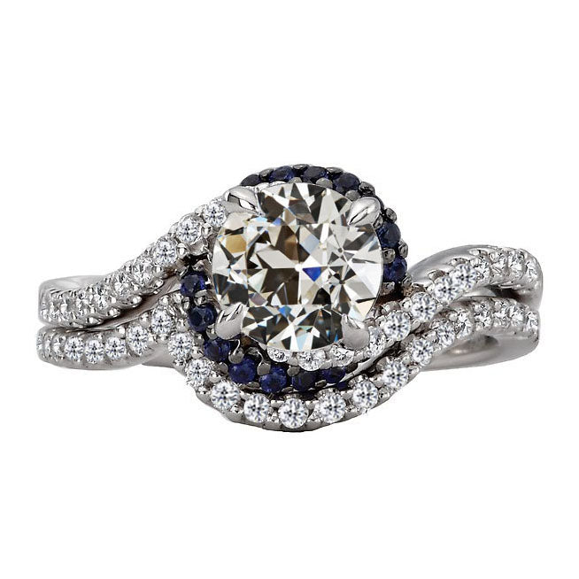 Realizzato a mano Anello con Pavé Halo 2 carati – vista principale