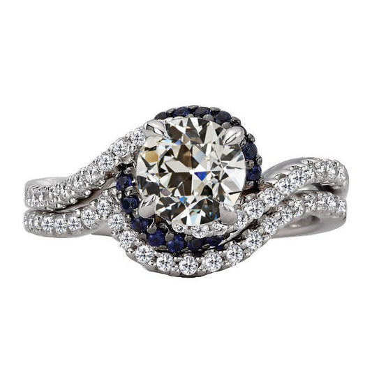 Realizzato a mano Anello con Pavé Halo 2 carati – vista principale