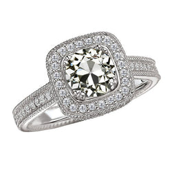 Brillante Anello con Pavé Halo 3 carati F/VS1 – Oro Bianco 14K