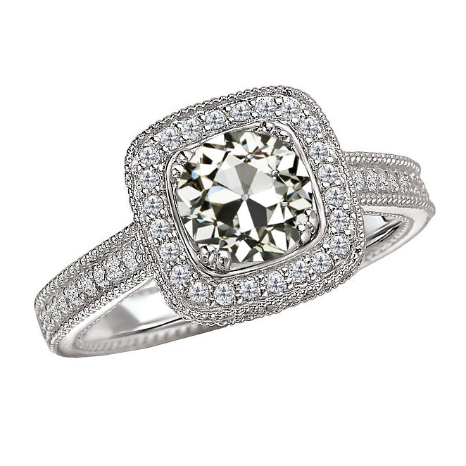 Brillante Anello con Pavé Halo 3-carati Oro Bianco 14K – vista principale
