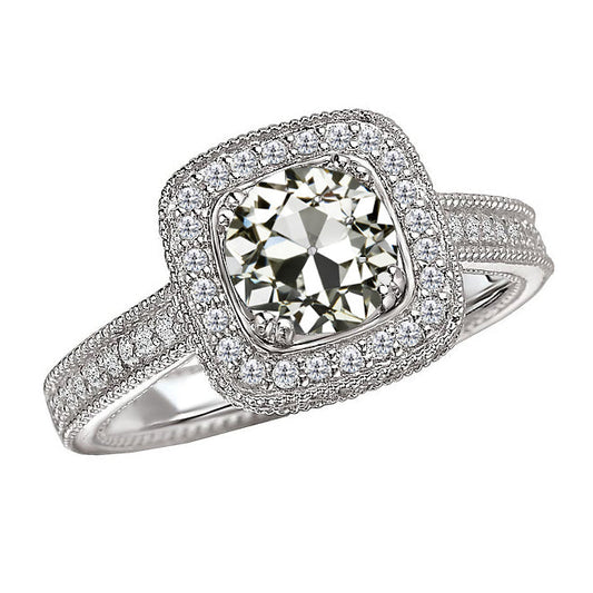 Brillante Anello con Pavé Halo 3-carati Oro Bianco 14K – vista principale