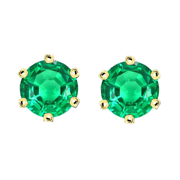 Smeraldo Colombiano Gemstone Earring 3-carati Oro Giallo 14K – vista principale