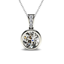 Oro Bianco 14K Diamante Fine Pendente – 1,50-carati Taglio Old