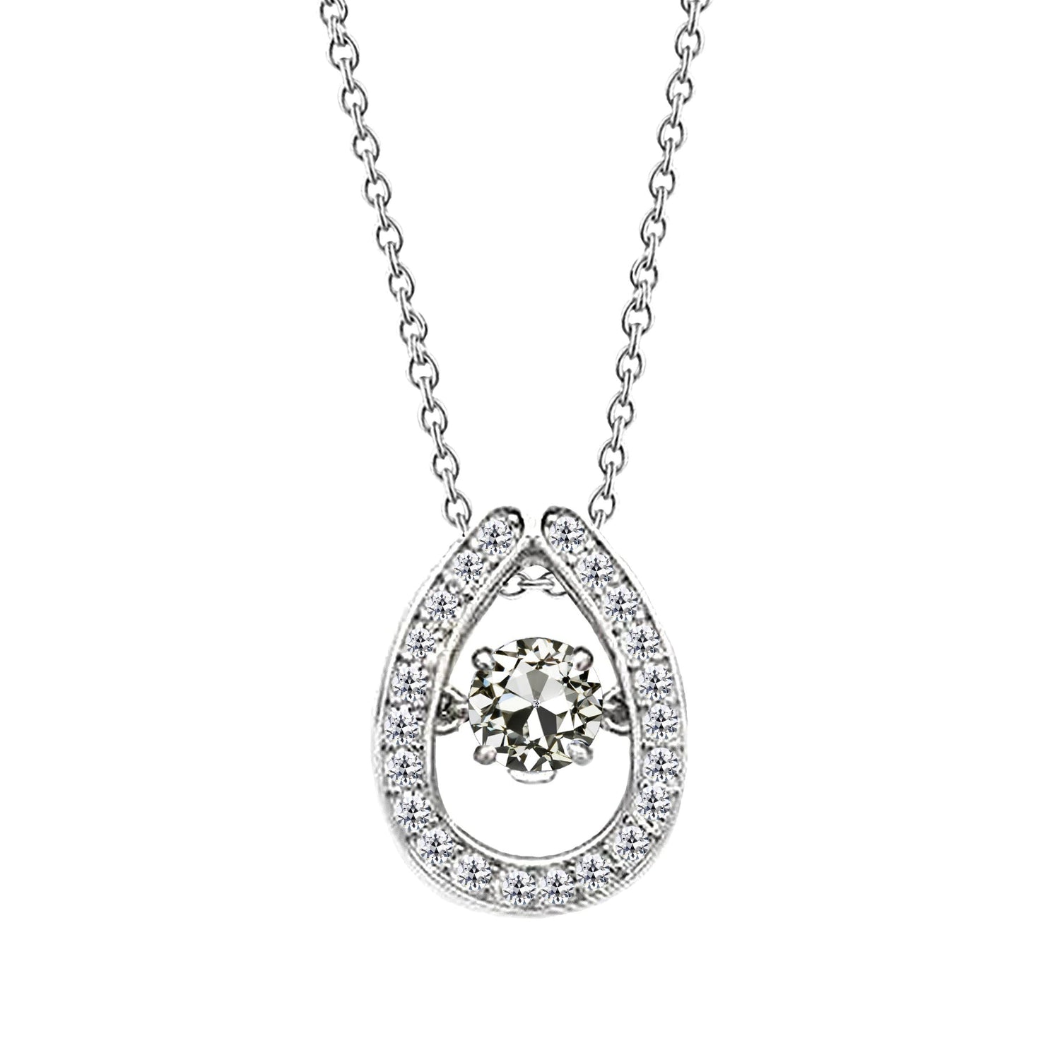 Pendente a Goccia Oro Bianco 14K con Diamante – vista principale