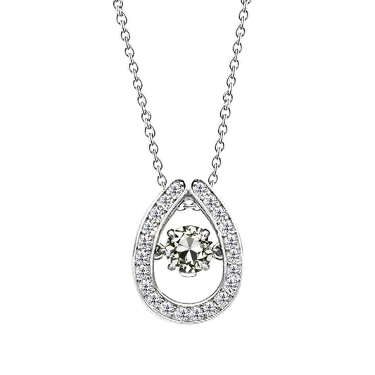 Pendente a Goccia Oro Bianco 14K con Diamante – vista principale