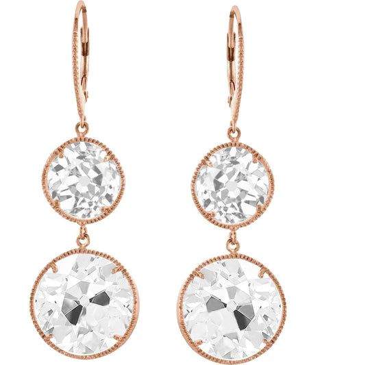 Diamante Fine Orecchini Pendenti 7-carati Oro Rosa 14K – vista principale