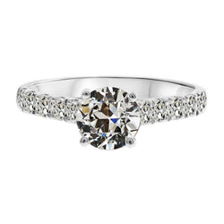 Artigianale Brillante Anello Solitario con Accenti 3 carati